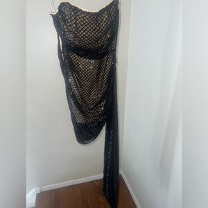 Black Fashion Nova Draped Sequin Mini